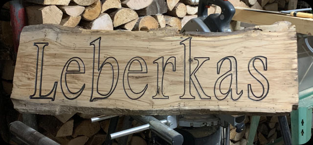 Holzschild Leberkas